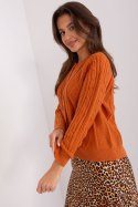 Sweter Damski Model AT-SW-2346-2.99P Dark Orange - AT AT Sweter Damski Model AT-SW-2346-2.99P Dark Orange - AT AT