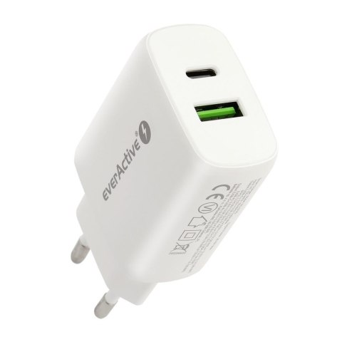Ładowarka sieciowa everActive SC-370Q z gniazdem USB QC3.0 oraz USB-C PD PPS 25W Everactive