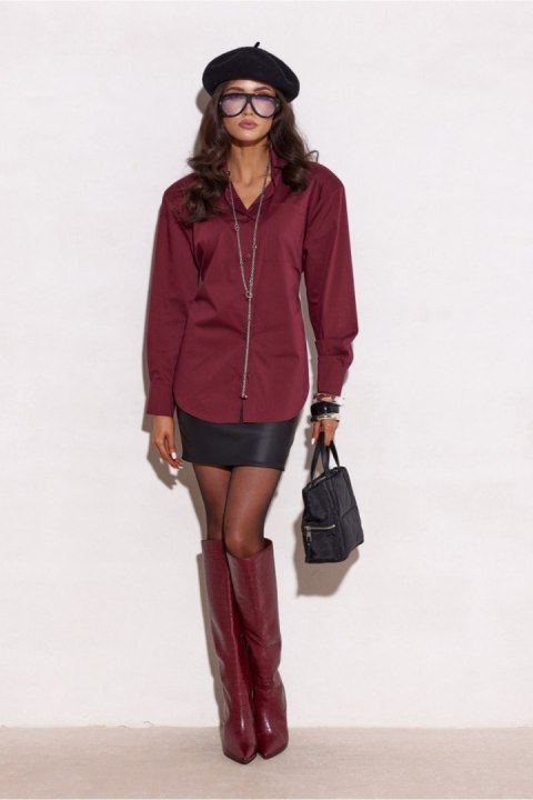 Koszula Damska Model Livia BOR BLU0225 Bordo - Roco Fashion Roco Fashion