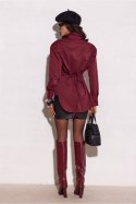 Koszula Damska Model Livia BOR BLU0225 Bordo - Roco Fashion Roco Fashion