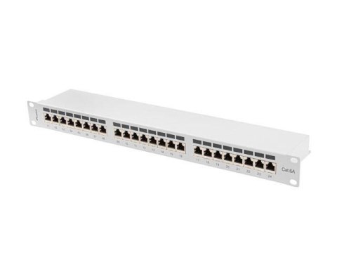 Patch panel Lanberg 24 port 1U kat.6A ekranowany szary LANBERG