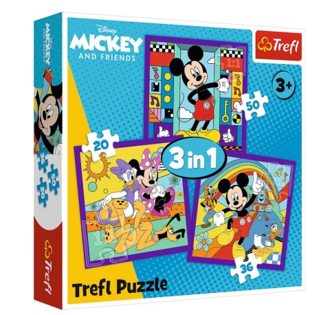 Puzzle - 3w1 (20, 36, 50) - Miki i jego wesoła ekipa - Myszka Miki i Przyjaciele - Trefl 34894 Trefl Puzzle