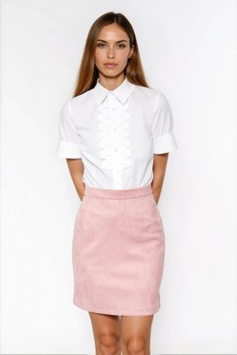 Biała koszula z plisami na dekolcie K90 White - Nife Nife