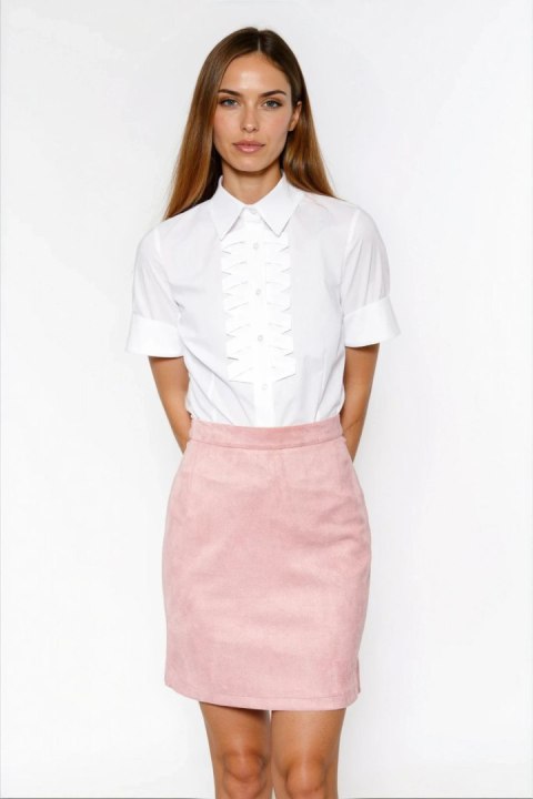 Biała koszula z plisami na dekolcie K90 White - Nife Nife