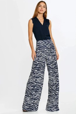 Bluzka bez rękawów z dekoltem V B213 Navy - Nife Nife