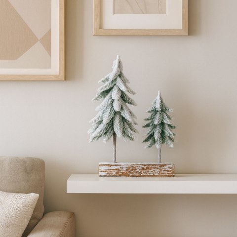 Dekoracja Kompozycja Świąteczna Choinki Na Pniu Pokryte Śniegiem 34 x 28 cm LEAN