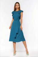 Sukienka Lazurowa sukienka z falbanami na ramionach S278 Lazur - Nife Nife