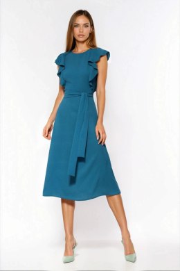 Sukienka Lazurowa sukienka z falbanami na ramionach S278 Lazur - Nife Nife