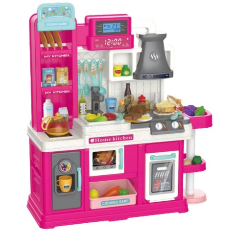 Kuchnia Dla Dzieci Obieg Wody Zmiana Koloru Żywności Para Różowa 64 el. LEAN Toys