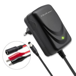 Ładowarka do akumulatora Qoltec AGM GEL STD 12V | 1A | Prostownik z sygnalizatorem LED Qoltec