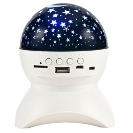 Lampka Nocna Projektor Gwiazd Głośnik 3w1 LED Bluetooth Biała LEAN