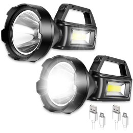 Latarka Turystyczna Robocza Reflektor LED 4 Tryby Powerbank LEAN