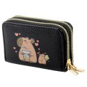 Portfel Dwukomorowy Przegrody na Karty Kapibara Czarny 12,5 x 8,5cm LEAN
