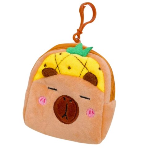 Portfelik Pluszowy Z Brelokiem Kapibara Ananas Żółty 9,5 x 8 cm LEAN