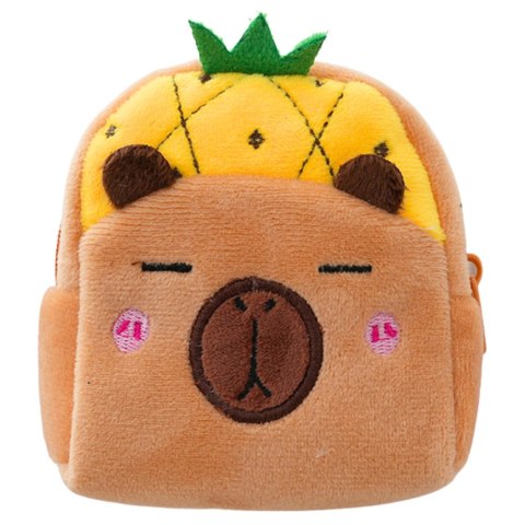 Portfelik Pluszowy Z Brelokiem Kapibara Ananas Żółty 9,5 x 8 cm LEAN