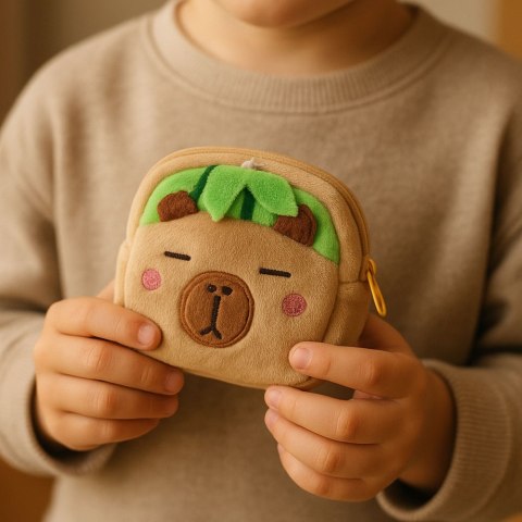 Portfelik Pluszowy Z Brelokiem Kapibara Arbuz Zielony 9,5 x 8 cm LEAN