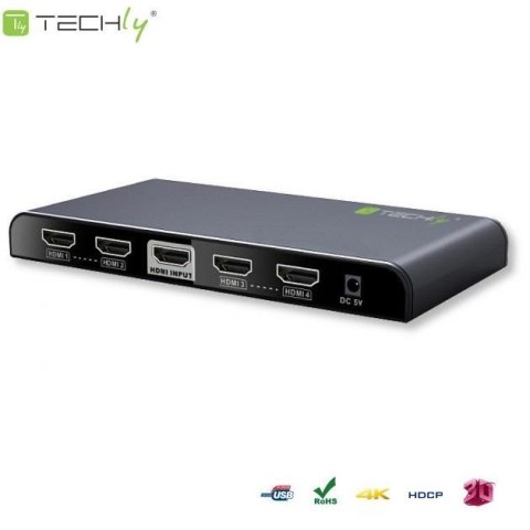 Rozdzielacz / Splitter Techly AV HDMI 2.0 1/4 Ultra HD 4Kx2K 3D Techly