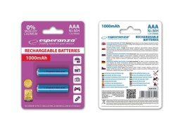 Akumulatorki AAA Esperanza 1000mAh 2szt. niebieskie ESPERANZA