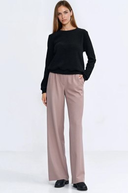 Bluza z dzianiny prążkowanej z długim rękawem BL13 Black - Nife Nife