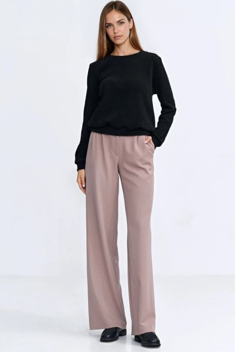 Bluza z dzianiny prążkowanej z długim rękawem BL13 Black - Nife Nife