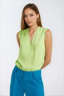 Bluzka bez rękawów z dekoltem V B209 Limonka - Nife Nife