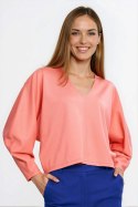 Bluzka oversize z balonowymi rękawami B214 Coral - Nife Nife