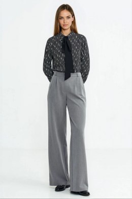 Bluzka z szarfą pod szyją B211 Wzór Koralik/Black - Nife Nife