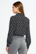 Bluzka z szarfą pod szyją B211 Wzór Koralik/Black - Nife Nife