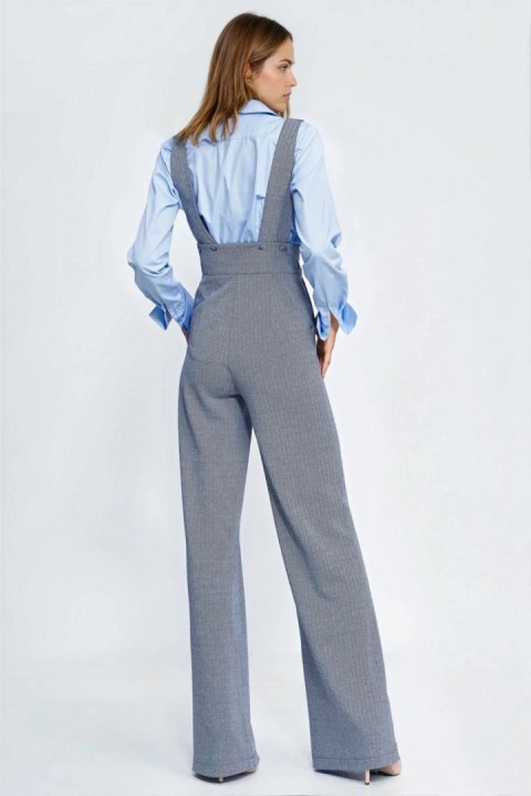 Kombinezon na szelkach w granatową jodełkę KM44 Navy - Nife Nife