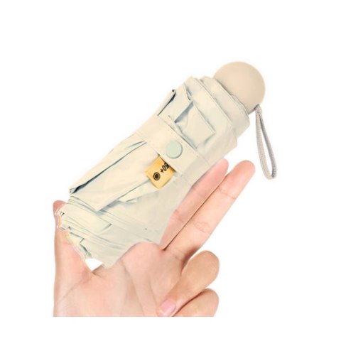 Parasolka Kieszonkowa Składana z Ochroną UV UPF 50+ Etui Beżowa 90 cm LEAN