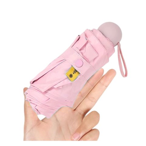 Parasolka Kieszonkowa Składana z Ochroną UV UPF 50+ Etui Różowa 90 cm LEAN