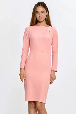 Sukienka z asymetryczną zakładką przy dekolcie S284 Łosoś - Nife Nife