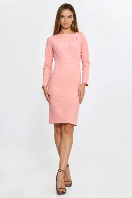 Sukienka z asymetryczną zakładką przy dekolcie S284 Łosoś - Nife Nife