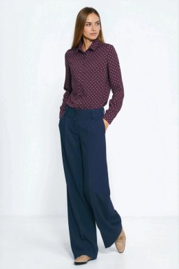 Wiskozowa koszula w groszki K91 Bordo - Nife Nife