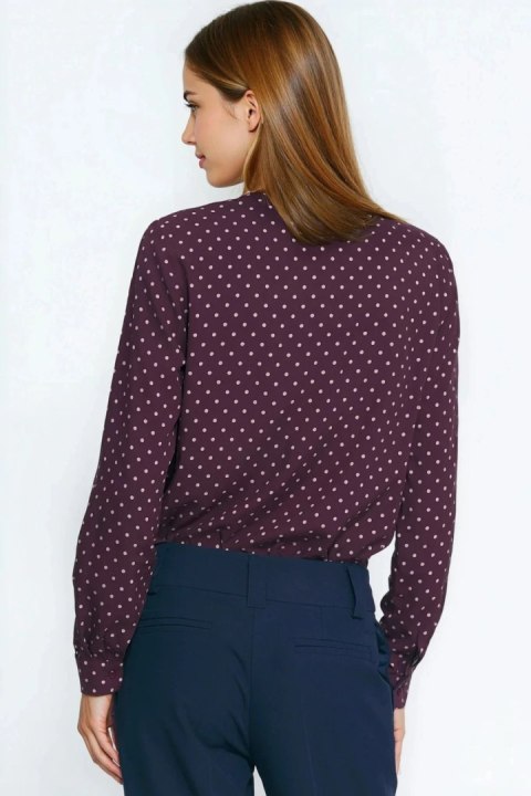 Wiskozowa koszula w groszki K91 Bordo - Nife Nife