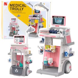 Zestaw Doktor Dentysta Wózek Medyczny Światła Różowy 26 el. LEAN Toys