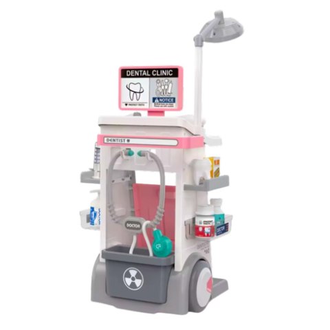 Zestaw Doktor Dentysta Wózek Medyczny Światła Różowy 26 el. LEAN Toys