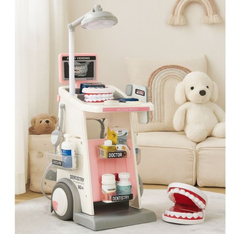 Zestaw Doktor Dentysta Wózek Medyczny Światła Różowy 26 el. LEAN Toys