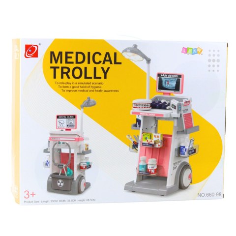 Zestaw Doktor Dentysta Wózek Medyczny Światła Różowy 26 el. LEAN Toys