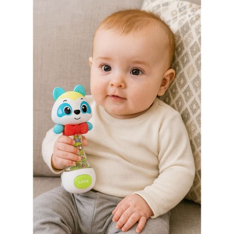Grzechotka Zabawka Dla Niemowlaka Miś Z Kolorowymi Kuleczkami LEAN Toys