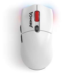 Mysz bezprzewodowa Monka GURU optyczna 26000dpi 2.4 GHz + Bluetooth biała AKUMULATOR 6 przycisków gaming PixArt PAW3395 Kailh MONKA