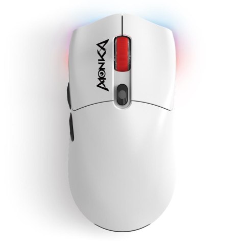 Mysz bezprzewodowa Monka GURU optyczna 26000dpi 2.4 GHz + Bluetooth biała AKUMULATOR 6 przycisków gaming PixArt PAW3395 Kailh MONKA