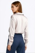 Satynowa koszula body K96 Beige - Nife Nife