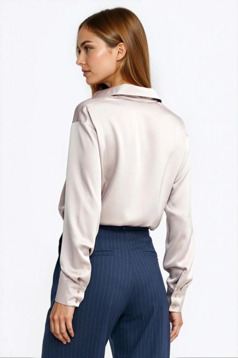 Satynowa koszula body K96 Beige - Nife Nife