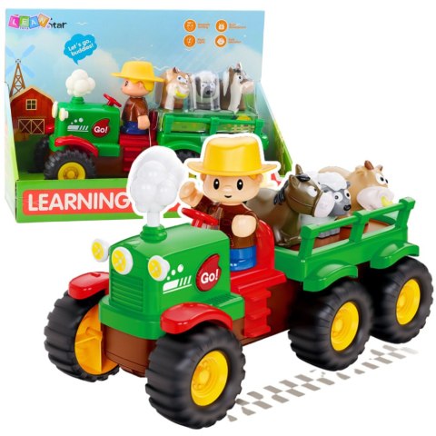 Traktor Edukacyjny Interaktywny Dla Malucha Zwierzęta Światła Dźwięki LEAN Toys