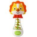 Grzechotka Zabawka Dla Niemowlaka Lew Z Kolorowymi Kuleczkami LEAN Toys