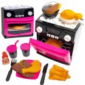Kuchenka Zabawkowa Z Piekarnikiem Jedzenie Światła Dźwięki Różowa LEAN Toys