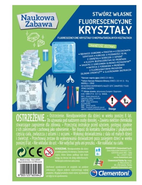 Naukowa Zabawa Zestaw Fluorescencyjne Kryształy Język Polski Clementoni 60584 Clementoni