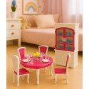 Zestaw Jadalnia Dla Lalek Stół Krzesła Kredens Zastawa LEAN Toys