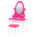 Zestaw Sypialnia Dla Lalek Toaletka Krzesełko Łóżko Różowe LEAN Toys